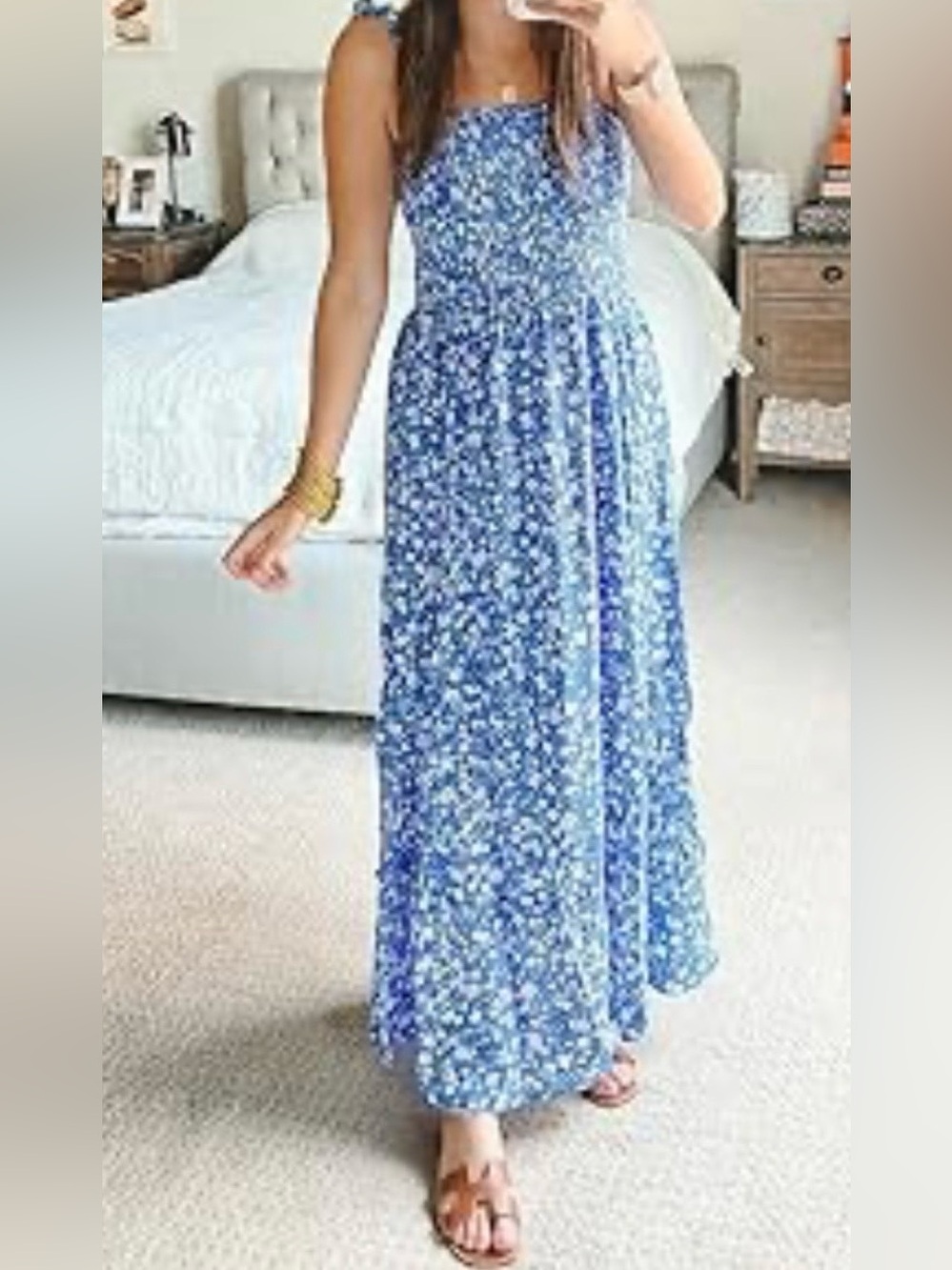 Billabong blue and white floral print maxi dress